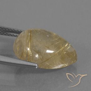 9.18克拉天然金红石石英，梨形，透明