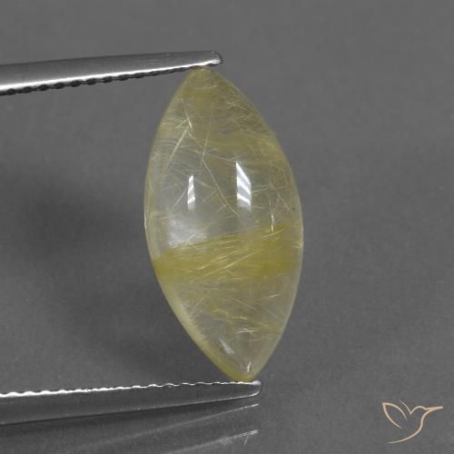 5.01ct 天然 浅土黄色 金红石石英, 榄尖形, 透明