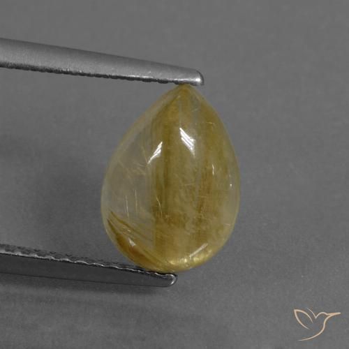 2.13ct 天然 中黄色 金红石石英, 梨形, 半透明
