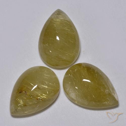 6.32克拉天然金红石石英，梨形，半透明