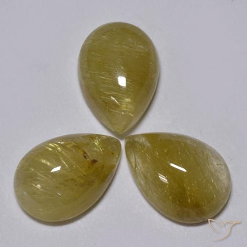 6.32克拉天然金红石石英，梨形，半透明