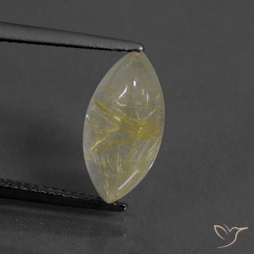 3.97ct 天然 淡黄色 金红石石英, 榄尖形, 透明