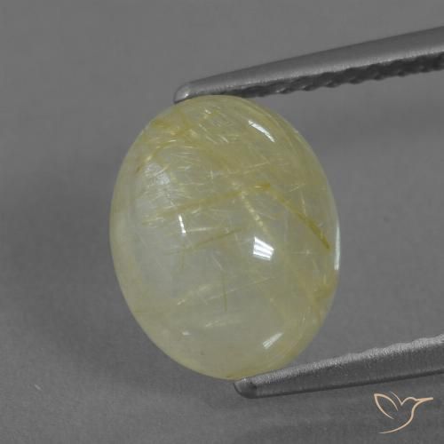 3.38ct 天然 中黄色 金红石石英, 椭圆形, 半透明