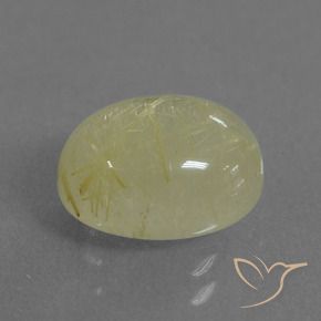 3.38克拉天然金红石石英，椭圆形，半透明