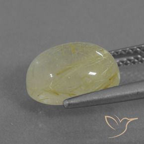 3.38克拉天然金红石石英，椭圆形，半透明