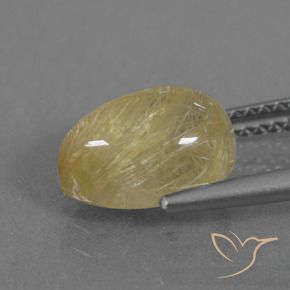 3.05克拉天然金红石石英，梨形，透明