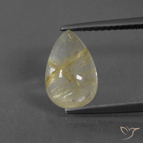 2.61克拉天然金红石石英，梨形，透明