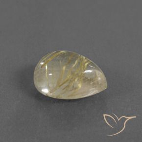 2.97克拉天然金红石石英，梨形，透明
