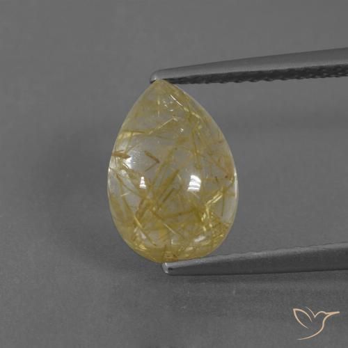 2.94ct 天然 暖黄 金红石石英, 梨形, 透明