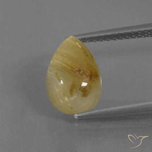 3.17ct 天然 第戎黄 金红石石英, 梨形, 半透明