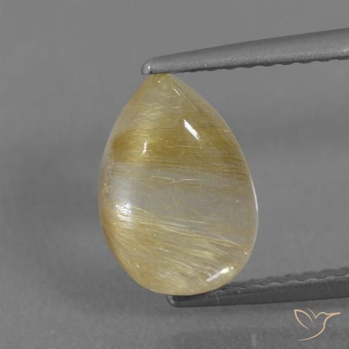2.74ct 天然 浅第戎黄 金红石石英, 梨形, 透明