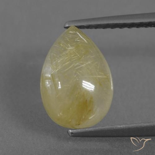 2.67ct 天然 中黄色 金红石石英, 梨形, 透明