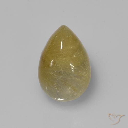 2.14克拉天然金红石石英，梨形，透明