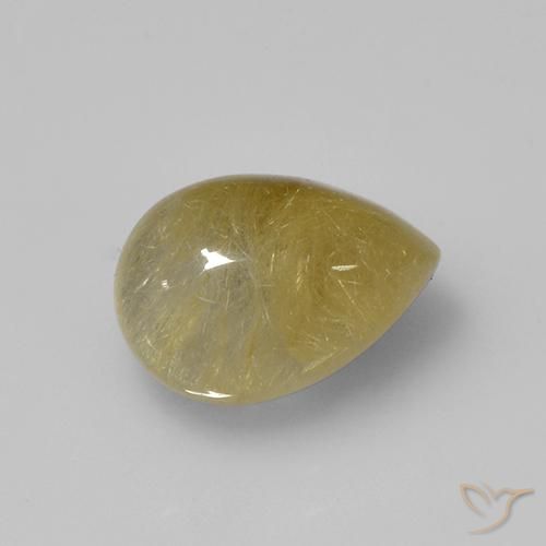 2.14克拉天然金红石石英，梨形，透明