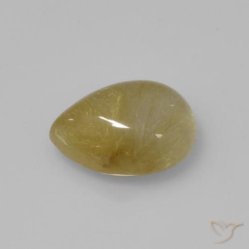 2.14克拉天然金红石石英，梨形，透明