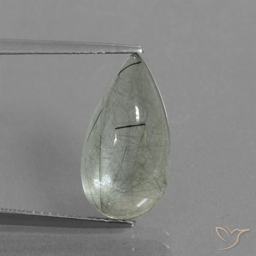 6.41ct 天然 浅绿色 金红石石英, 梨形, 透明