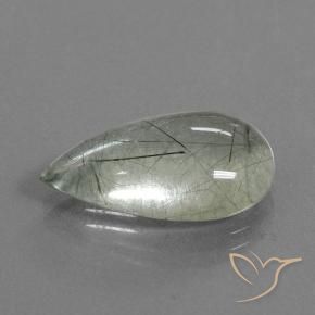 9.75克拉天然金红石石英，梨形，透明
