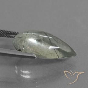 9.75克拉天然金红石石英，梨形，透明
