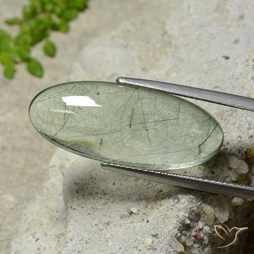 13.24ct 天然 浅绿色 金红石石英, 椭圆形, 透明