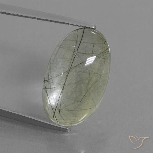 10.99ct 天然 浅绿色 金红石石英, 椭圆形, 透明