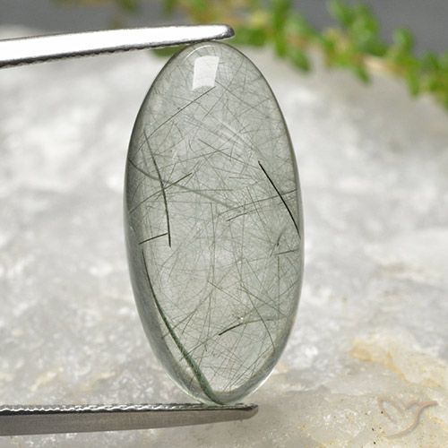 11.39ct 天然 浅绿色 金红石石英, 椭圆形, 透明