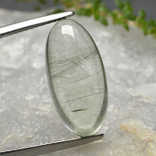 8.97ct 天然 浅绿色 金红石石英, 椭圆形, 透明