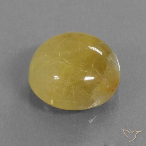 5.34克拉天然金红石石英，圆形的，半透明
