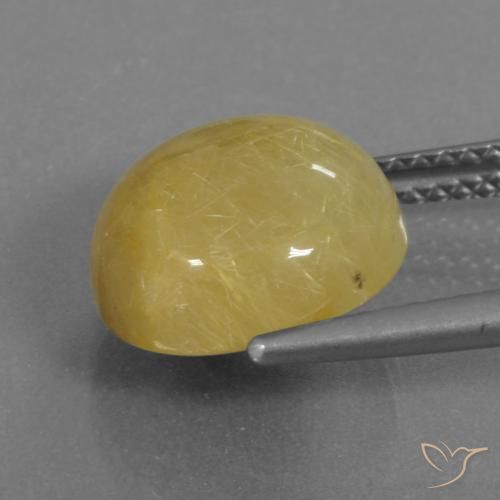 5.34克拉天然金红石石英，圆形的，半透明