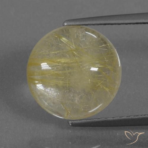4.74克拉天然金红石石英，圆形的，透明