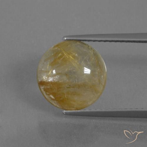 4.34ct 天然 土黄色 金红石石英, 圆形的, 透明
