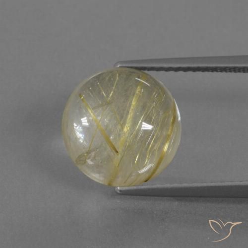 4.56ct 天然 淡黄色 金红石石英, 圆形的, 透明