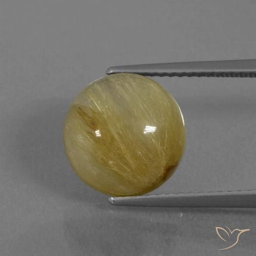 6.04ct 天然 亮金 金红石石英, 圆形的, 半透明