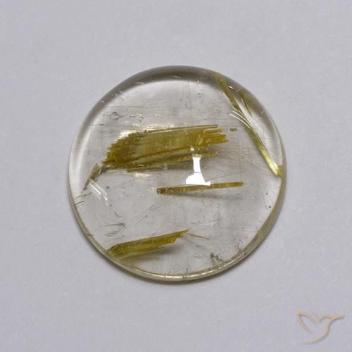 3.54克拉天然金红石石英，圆形的，透明
