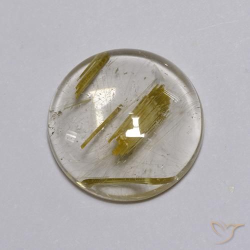 3.54克拉天然金红石石英，圆形的，透明