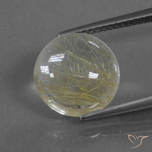 4.89克拉天然金红石石英，圆形的，透明