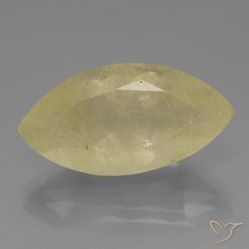17.15ct 天然 非常浅的第戎黄 金红石石英, 榄尖形, 透明