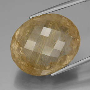 50.97克拉天然金色金红石石英，椭圆形切割，25.8×21毫米，透明