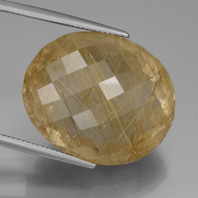 50.97克拉天然金色金红石石英，椭圆形切割，25.8×21毫米，透明