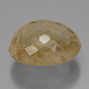 50.97克拉天然金色金红石石英，椭圆形切割，25.8×21毫米，透明
