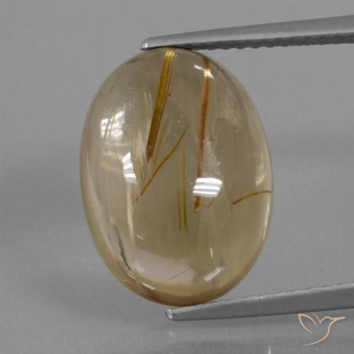 7.85ct 天然 非常浅的金棕色 金红石石英, 椭圆形, 透明