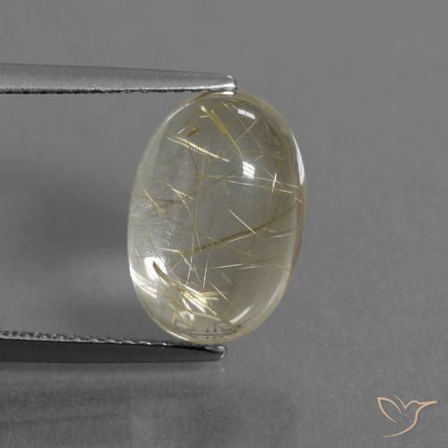 5.41ct 天然 淡黄色 金红石石英, 椭圆形, 透明