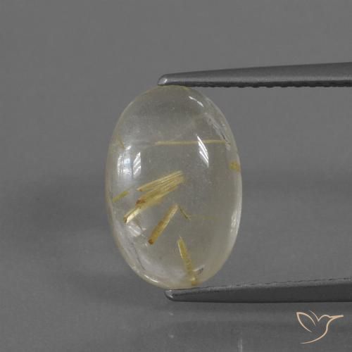 3.68克拉天然金红石石英，椭圆形，透明