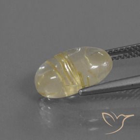 3.68克拉天然金红石石英，椭圆形，透明