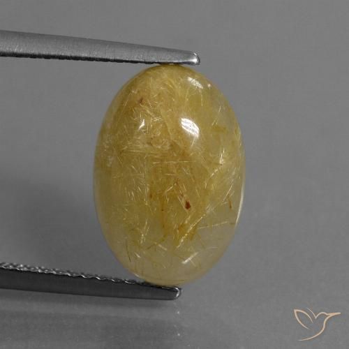 4.56ct 天然 金黄色 金红石石英, 椭圆形, 半透明
