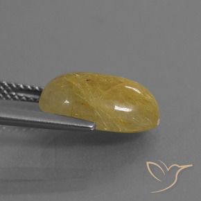 4.56克拉天然金红石石英，椭圆形，半透明