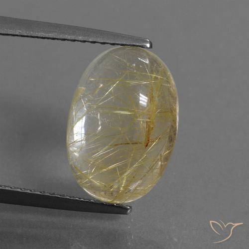 5.19ct 天然 非常浅的金棕色 金红石石英, 椭圆形, 透明
