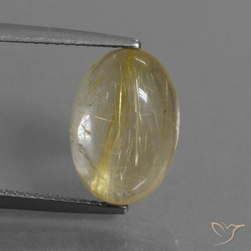 4.99克拉天然金红石石英，椭圆形，透明