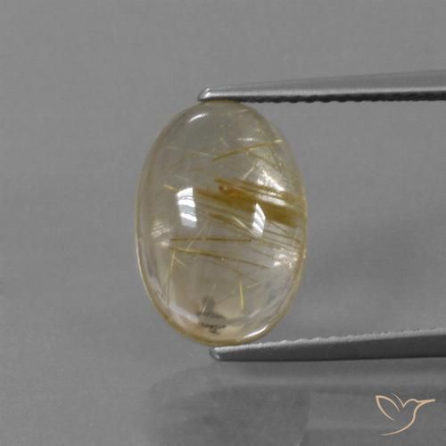 4.36克拉天然金红石石英，椭圆形，透明