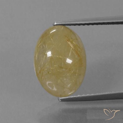 5.66克拉天然金红石石英，椭圆形，透明