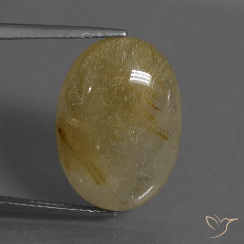 16.12ct 天然 中黄色 金红石石英, 椭圆形, 半透明